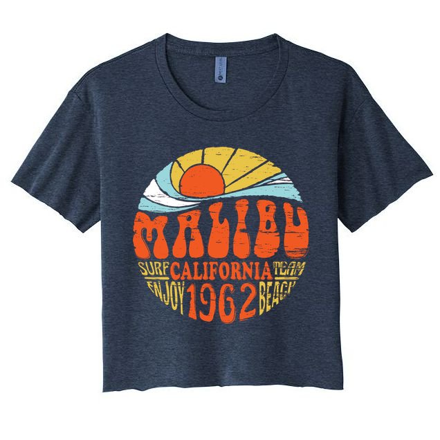 Malibu California Retro Distressed Crop Top
