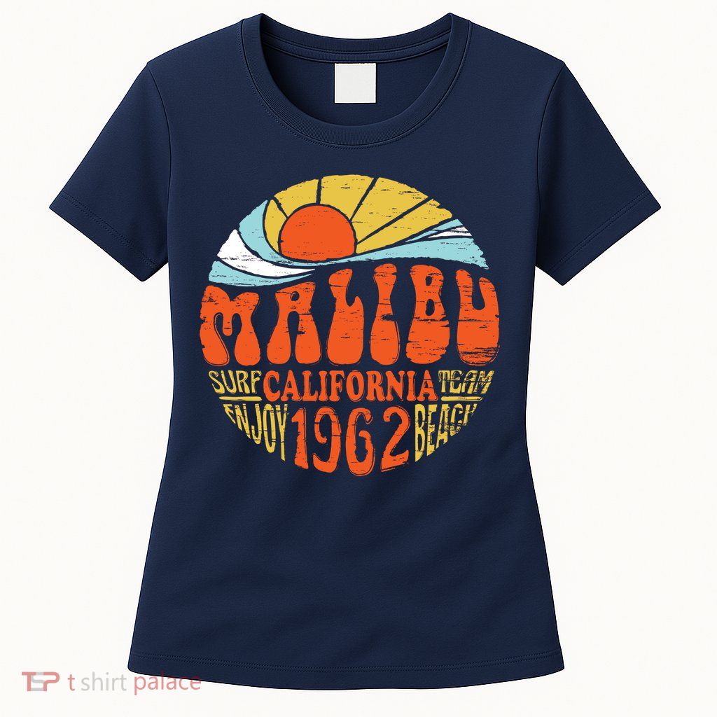 Malibu California Retro Distressed Womens T-Shirt