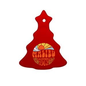 Malibu California Retro Distressed Ceramic Tree Ornament