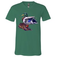 Mallard Green Head Duck V-Neck T-Shirt