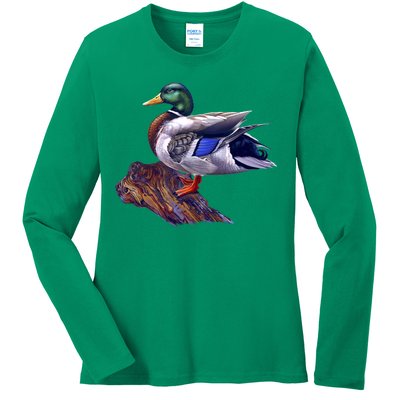 Mallard Green Head Duck Ladies Long Sleeve Shirt