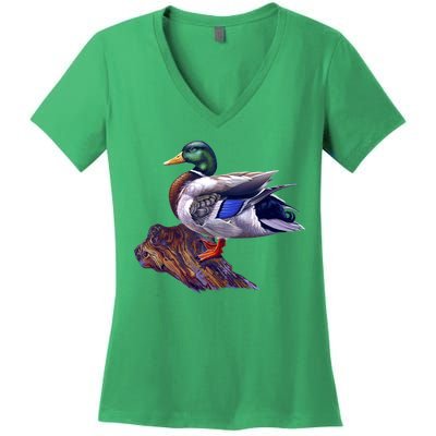 Mallard Green Head Duck Women's V-Neck T-Shirt