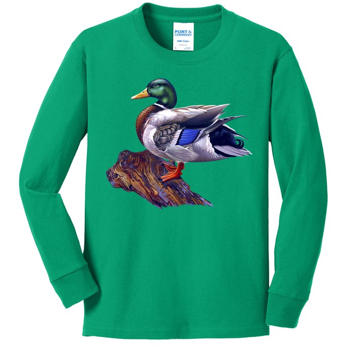 Mallard Green Head Duck Kids Long Sleeve Shirt