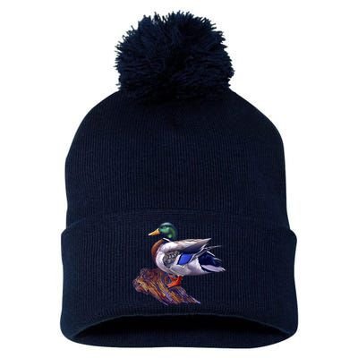 Mallard Green Head Duck Pom Pom 12in Knit Beanie