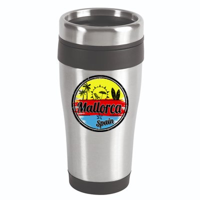 Mallorca Spain Retro Circle 16oz Travel Tumbler