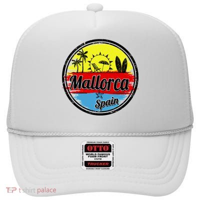 Mallorca Spain Retro Circle High Crown Mesh Back Trucker Hat