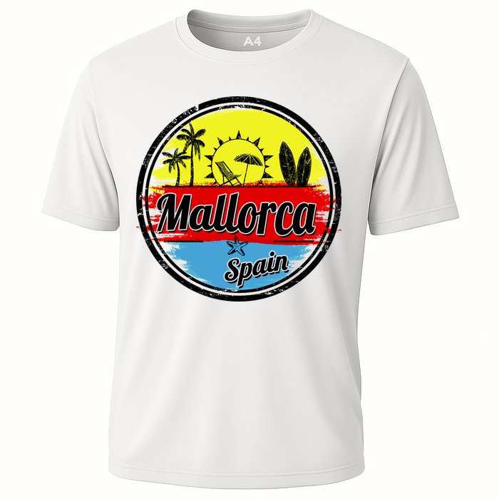 Mallorca Spain Retro Circle Cooling Performance Crew T-Shirt