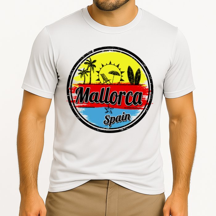 Mallorca Spain Retro Circle Cooling Performance Crew T-Shirt