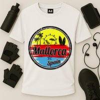 Mallorca Spain Retro Circle Cooling Performance Crew T-Shirt