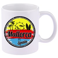 Mallorca Spain Retro Circle 11oz C Handle Ceramic Mug