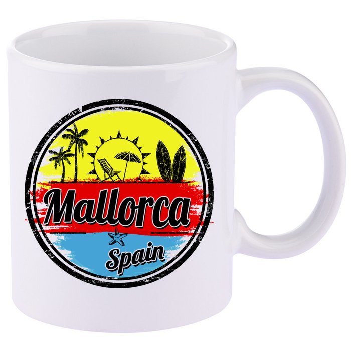 Mallorca Spain Retro Circle 11oz C Handle Ceramic Mug