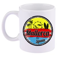 Mallorca Spain Retro Circle 11oz C Handle Ceramic Mug