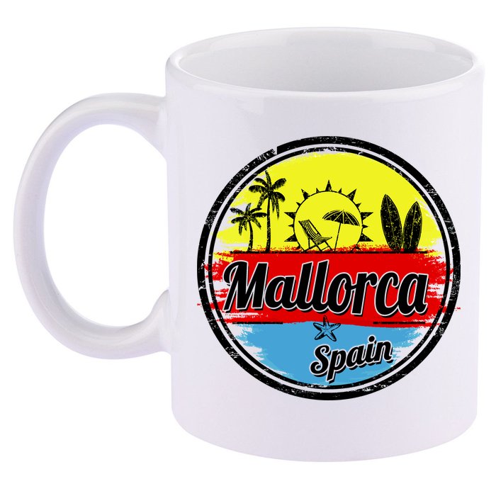Mallorca Spain Retro Circle 11oz C Handle Ceramic Mug