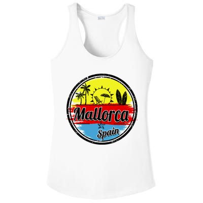 Mallorca Spain Retro Circle Ladies PosiCharge Competitor Racerback Tank