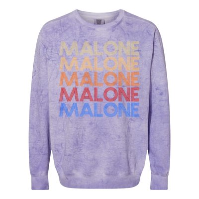 Malone Retro Vintage Style Name Colorblast Crewneck Sweatshirt