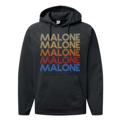 Malone Retro Vintage Style Name Performance Fleece Hoodie