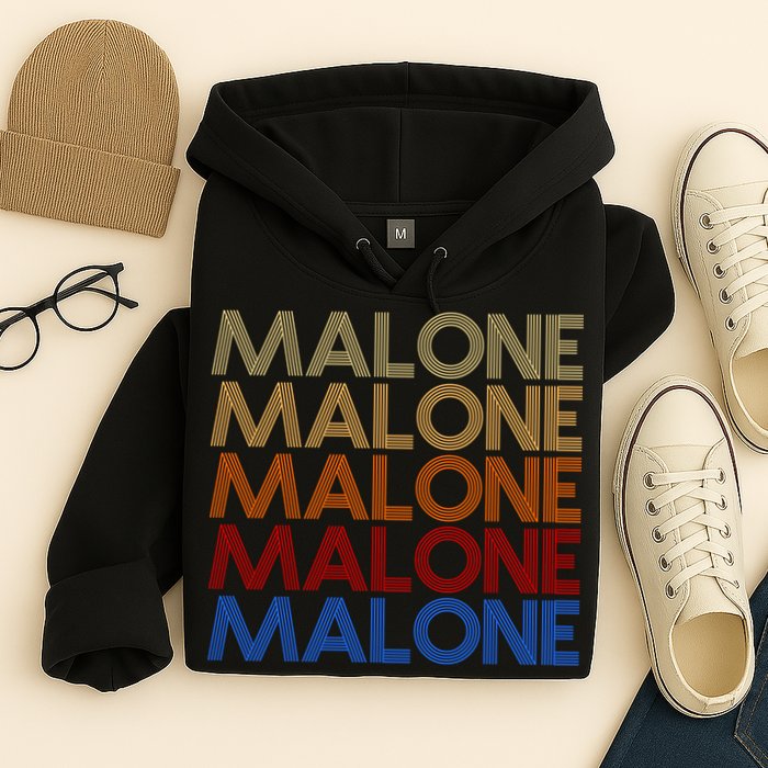 Malone Retro Vintage Style Name Hoodie