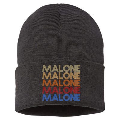 Malone Retro Vintage Style Name Sustainable Knit Beanie