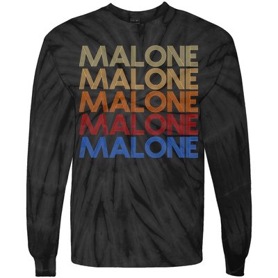 Malone Retro Vintage Style Name Tie-Dye Long Sleeve Shirt