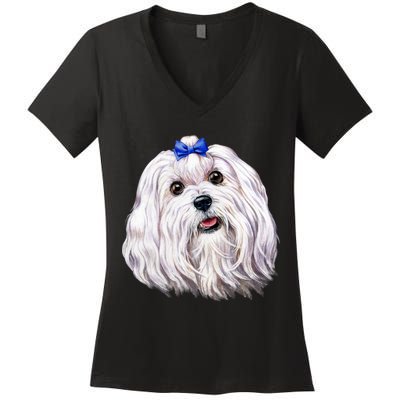 Maltese Women's V-Neck T-Shirt