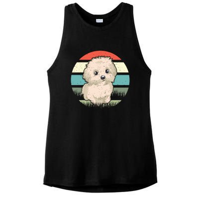 Maltese Dog Retro Ladies PosiCharge Tri-Blend Wicking Tank