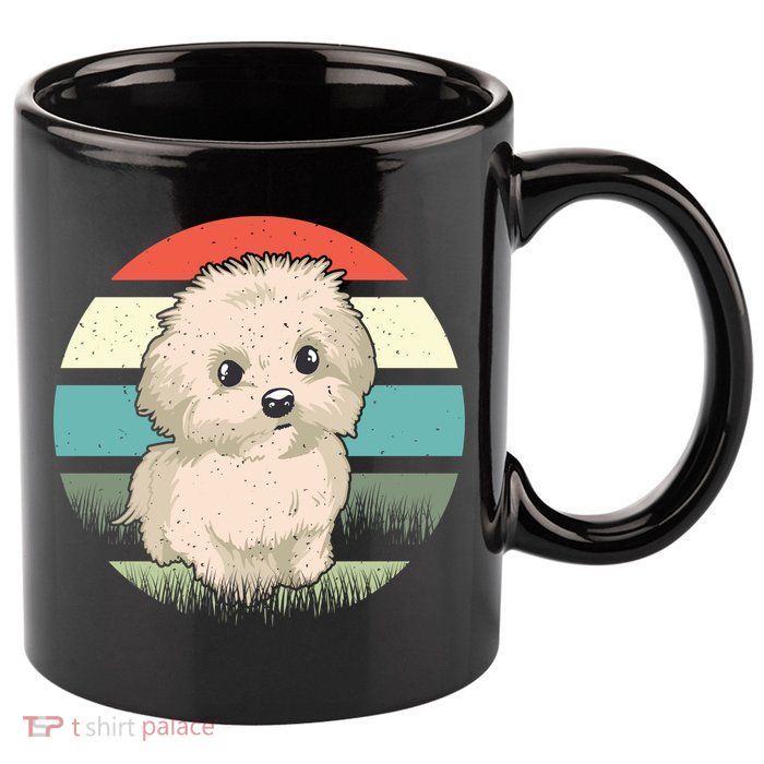 Maltese Dog Retro 11oz C Handle Ceramic Mug