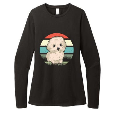 Maltese Dog Retro Womens CVC Long Sleeve Shirt