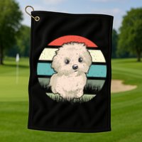 Maltese Dog Retro Golf Towel