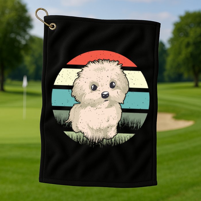 Maltese Dog Retro Golf Towel