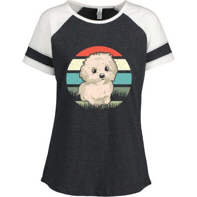 Maltese Dog Retro Enza Ladies Jersey Colorblock Tee