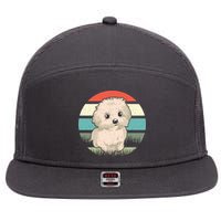 Maltese Dog Retro 7 Panel Mesh Trucker Snapback Hat