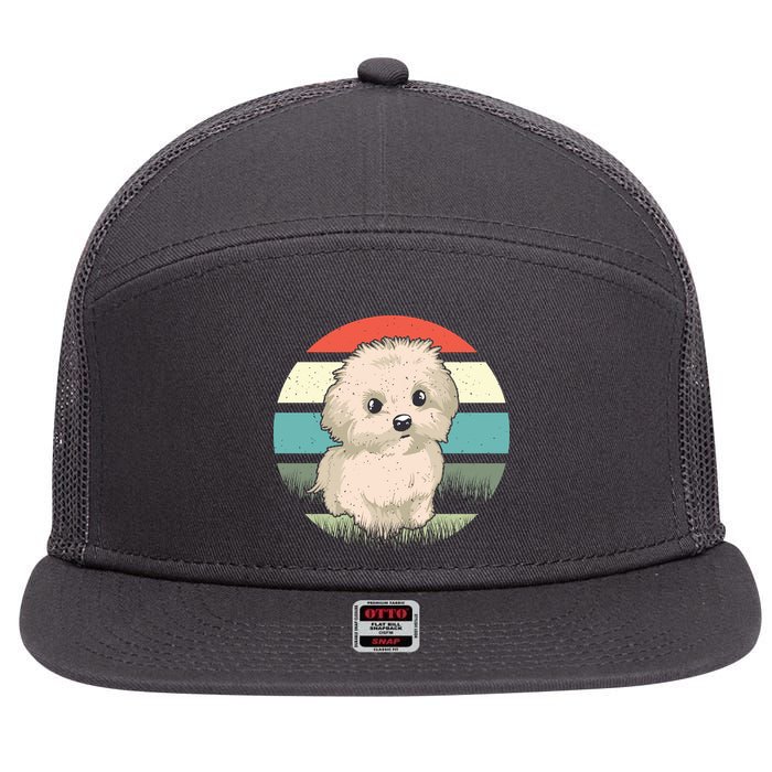 Maltese Dog Retro 7 Panel Mesh Trucker Snapback Hat