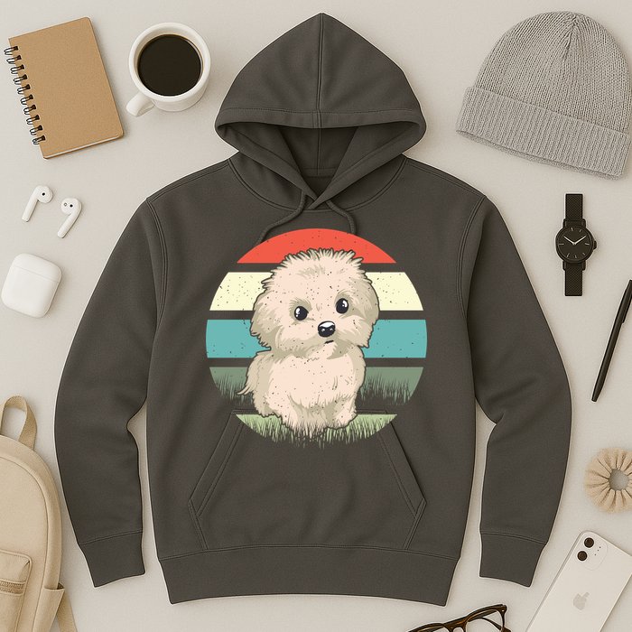 Maltese Dog Retro Hoodie