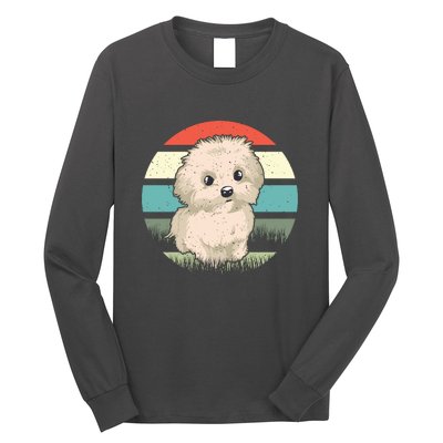 Maltese Dog Retro Long Sleeve Shirt