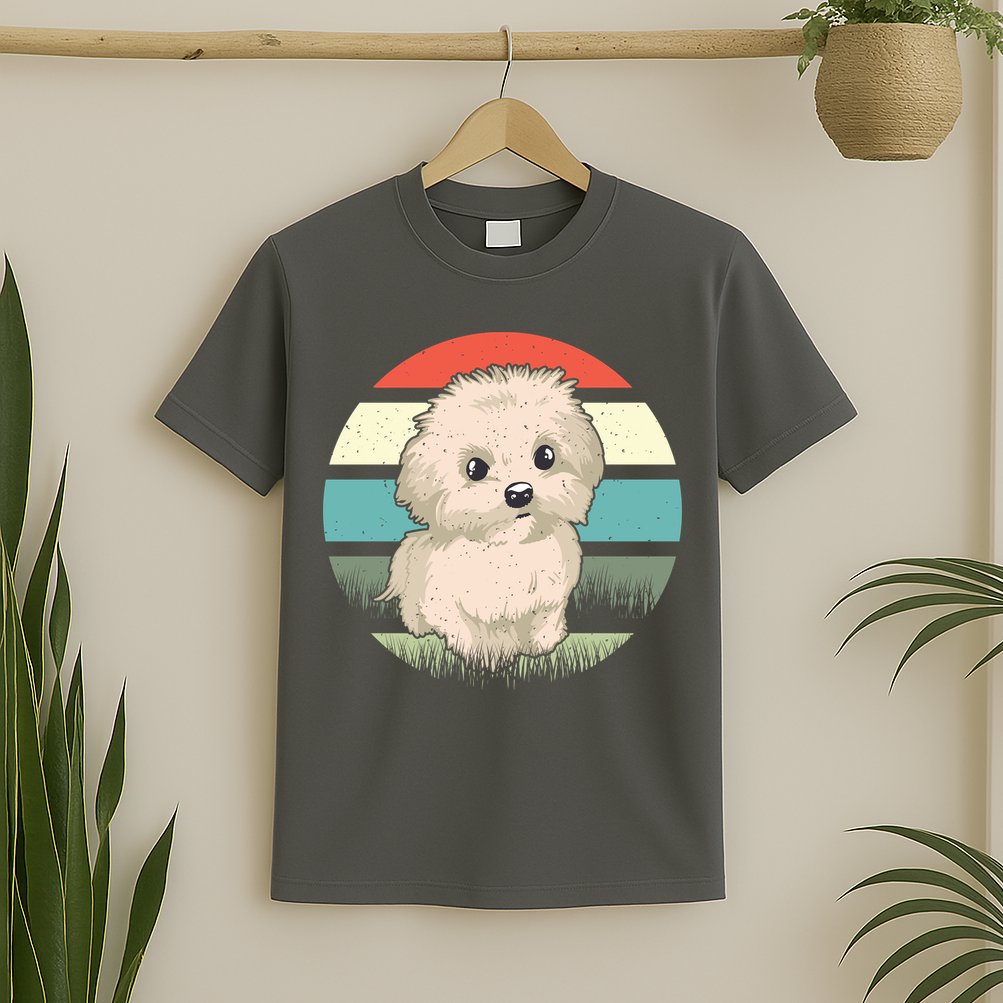 Maltese Dog Retro T-Shirt
