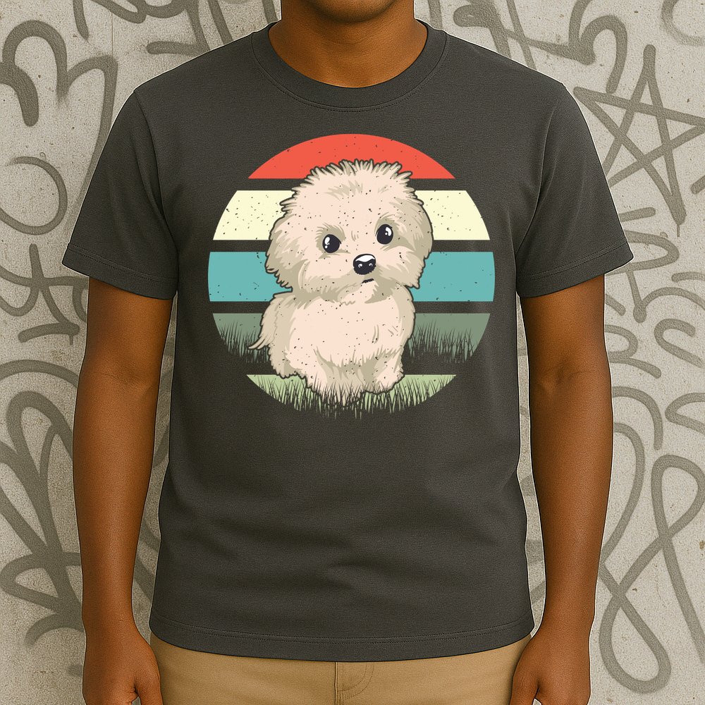 Maltese Dog Retro T-Shirt