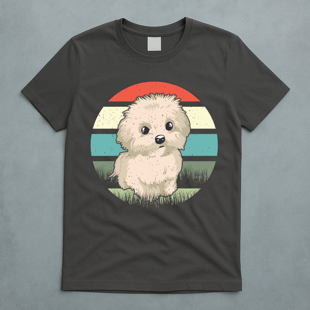 Maltese Dog Retro T-Shirt