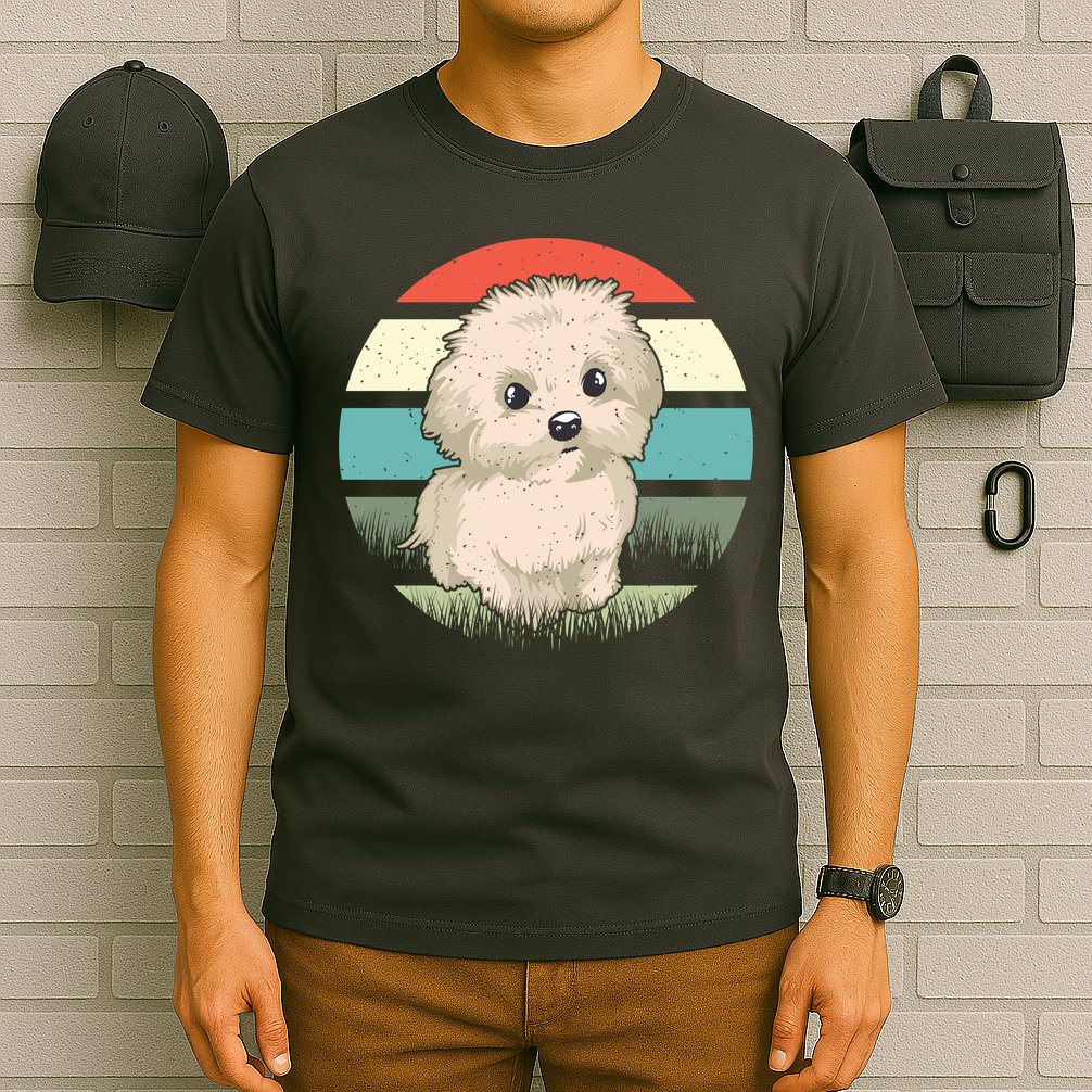 Maltese Dog Retro T-Shirt