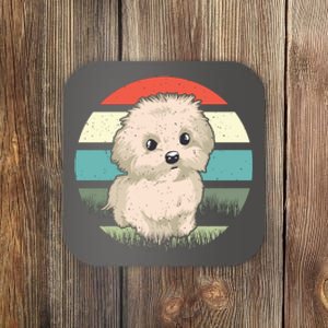 Maltese Dog Retro Coaster