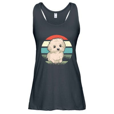 Maltese Dog Retro Ladies Essential Flowy Tank