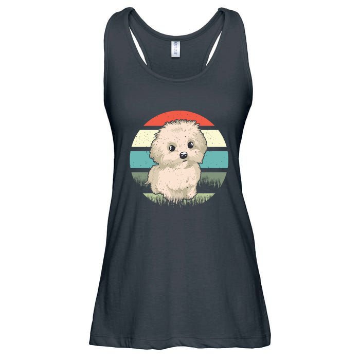 Maltese Dog Retro Ladies Essential Flowy Tank