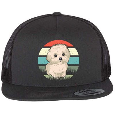 Maltese Dog Retro Flat Bill Trucker Hat