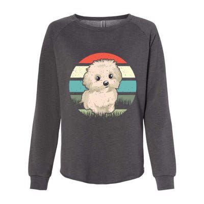 Maltese Dog Retro Womens California Wash Sweatshirt