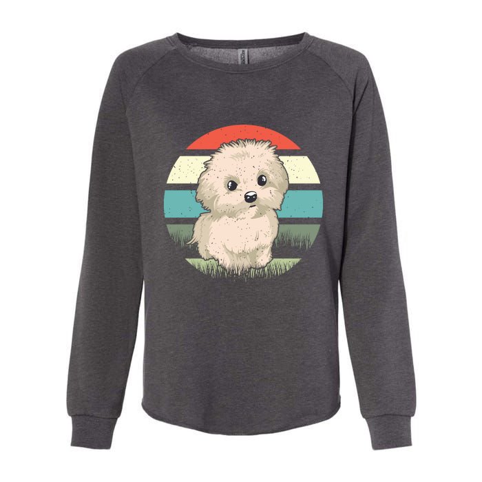 Maltese Dog Retro Womens California Wash Sweatshirt