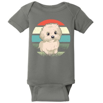 Maltese Dog Retro Baby Bodysuit