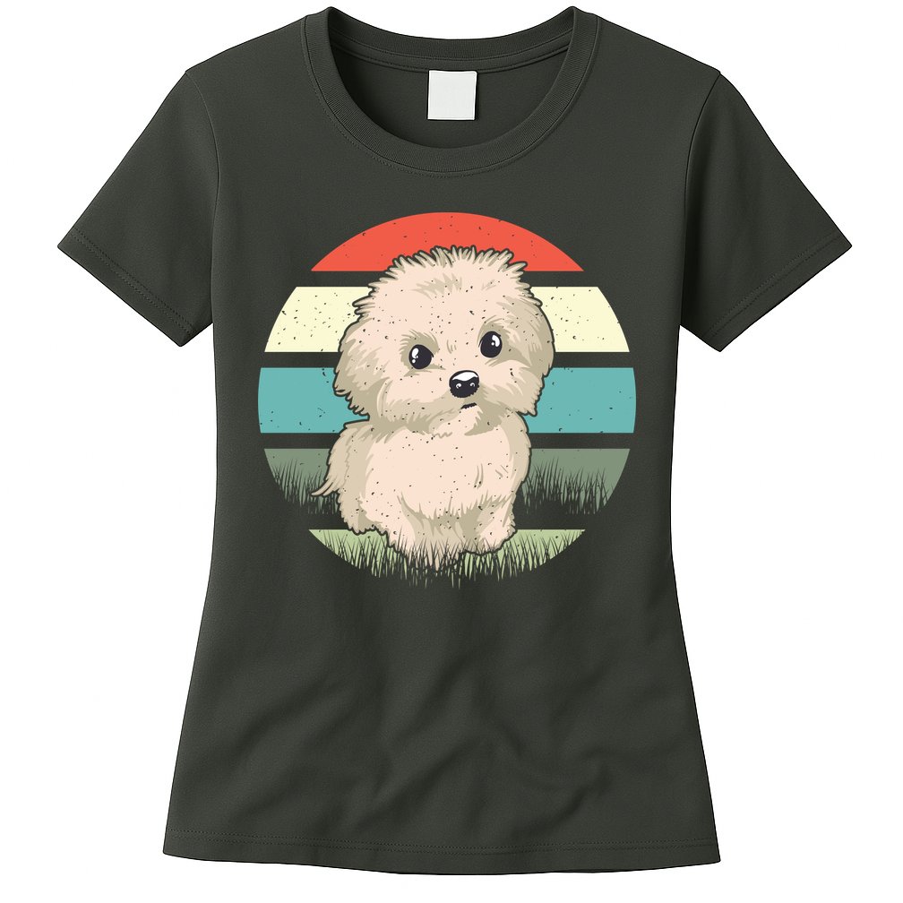 Maltese Dog Retro Womens T-Shirt