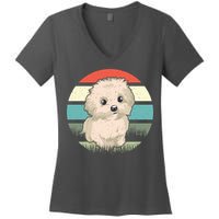 Maltese Dog Retro Women's V-Neck T-Shirt