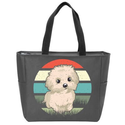 Maltese Dog Retro Zip Tote Bag