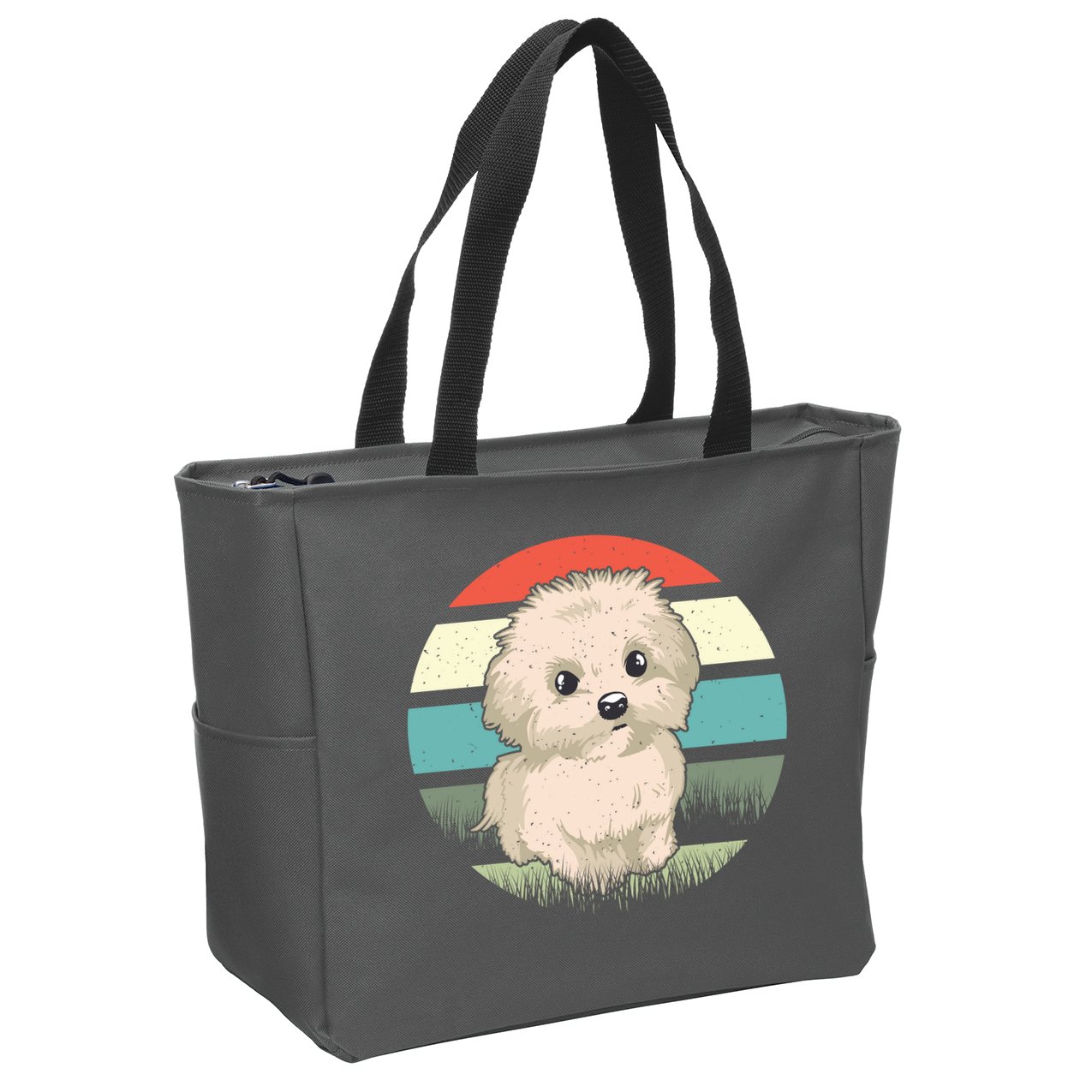 Maltese Dog Retro Zip Tote Bag