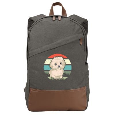 Maltese Dog Retro Cotton Canvas Backpack